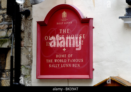 Melden Sie auf Sally Lunn House, Bath, Somerset, England, UK Stockfoto