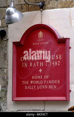 Melden Sie auf Sally Lunn House, Bath, Somerset, England, UK Stockfoto