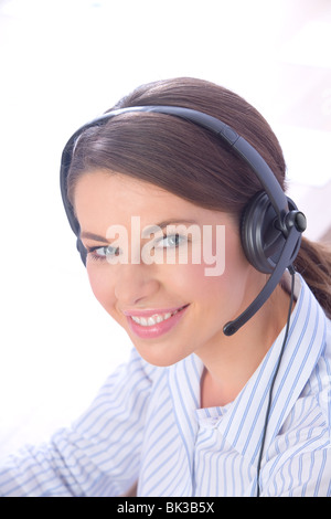 Frau im Call-center Stockfoto