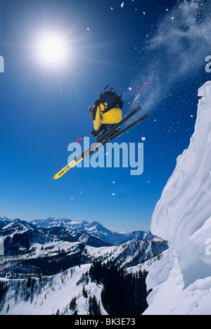 Gesims springen auf Clayton Peak, Wasatch Mountains, Utah Stockfoto