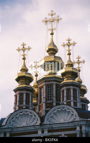 Kuppeln und Türme der Nowodewitschi-Kloster, auch bekannt als Bogorodize-Smolensky Kloster, Moskau, Russland Stockfoto