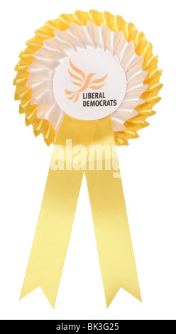 Gelbe Liberaldemokraten Rosette Stockfoto