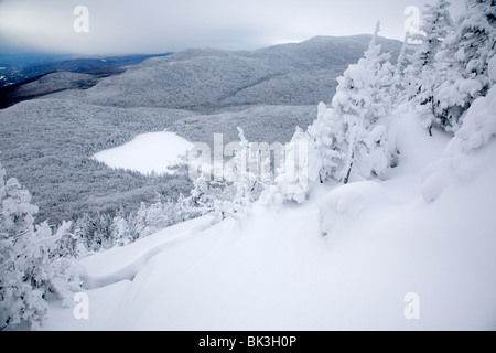 Franconia Notch State Park - Lonesome Lake aus Hi-Kanone Trail in den Wintermonaten. Dieser Weg führt auf den Gipfel des Cannon Mountain in den White Mountains, New Hampshire, USA Stockfoto