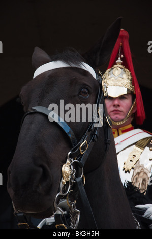 Der Königin Bademeister Wachposten am Hyde Park Barracks in London. Stockfoto