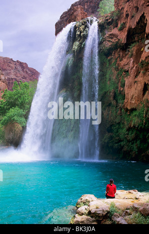 Havasu Fälle entlang Havasu Creek in der Havasupai-Nation, Grand Canyon, Arizona. Stockfoto