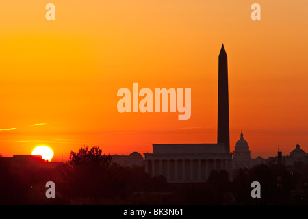 Morgendämmerung über Washington DC USA Stockfoto