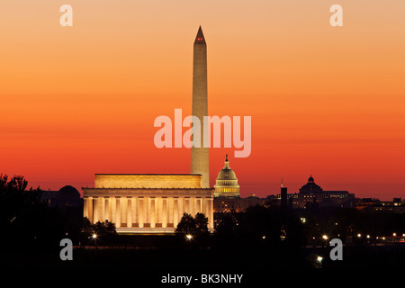 Morgendämmerung über Washington DC USA Stockfoto