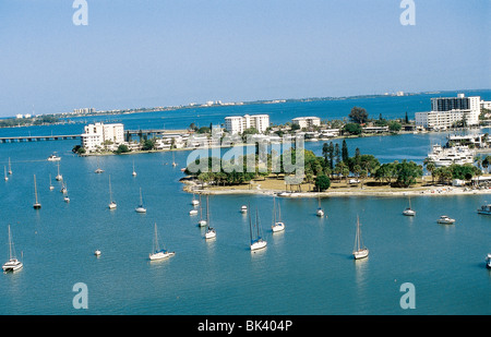 Hochhäuser, Sarasota, Florida, Sarasota Bayshore Park und Hafen Stockfoto