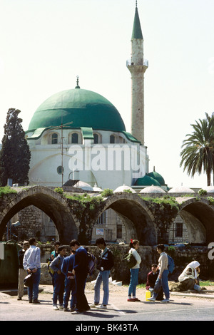 Jezzar Pasha Moschee oder Ahmed el-Balanenfamilie Moschee in Akko, Israel Stockfoto