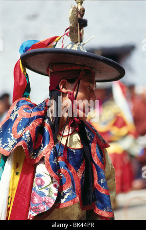 Schwarzen Hut Tänzerin, Königreich Bhutan Stockfoto