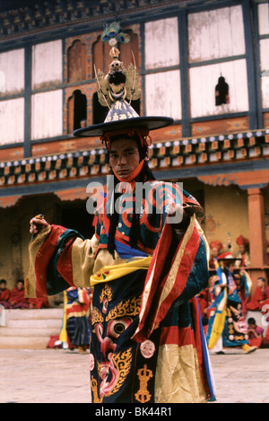 Schwarzen Hut Tänzerin, Königreich Bhutan Stockfoto