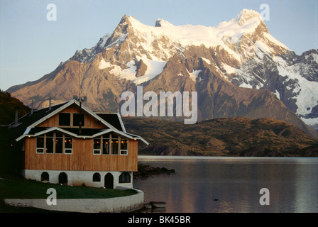 Hosteria Pehoe im Torres del Paine Nationalpark, Chile Stockfoto