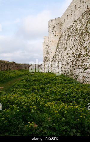 Bleiben des Grabens in Krac Du Chevalier Schloss (Burg der Ritter) im Gouvernement Homs, Syrien. Stockfoto