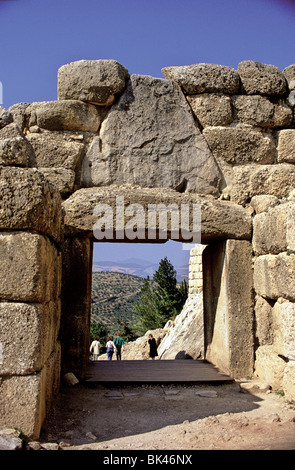 Das Löwentor auf der Akropolis von Mykene, Griechenland Stockfoto