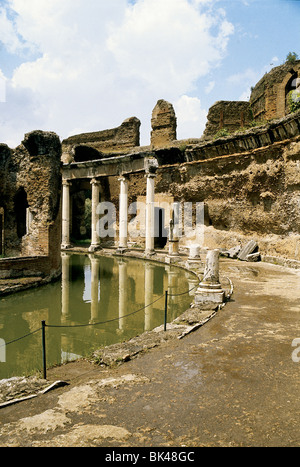 Canopus-Kanal und das Maritime Theater auf der Villa Adriana, Tivoli, Italien Stockfoto