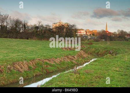 Durleigh Bach, am Rande des Meads, in der Nähe von Bridgwater in Somerset. Stockfoto