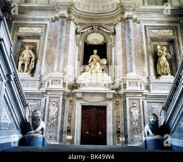 Der Königspalast von Caserta Italien - Reggia di Caserta Interieur wurde von Luigi Vanvitelli & erbaut im Mitte 18. Stockfoto