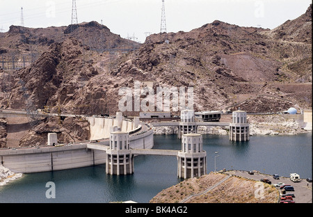 Hoover-Damm-Stelle auch bekannt als Boulder Dam an der Grenze zu Arizona-Nevada Stockfoto