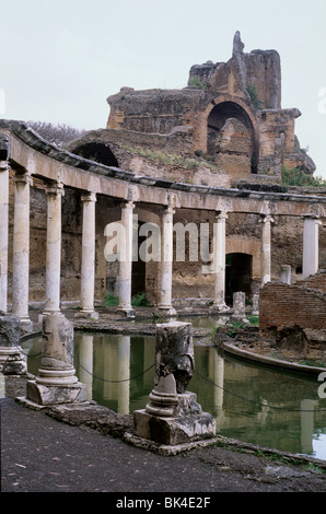 Canopus-Kanal und das Maritime Theater auf der Villa Adriana, Tivoli, Italien Stockfoto