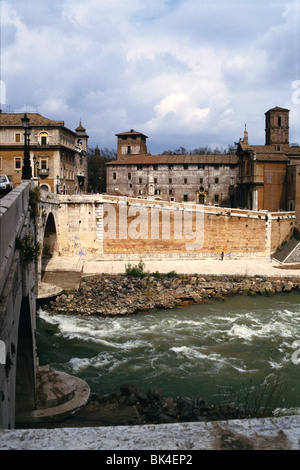 Pons Cestius Brücke verbunden, Tiberinsel, Rom, Italien Stockfoto