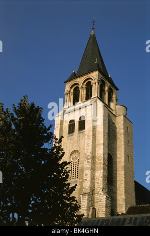 Die Veranda Turm von Saint-Germain-des-PrÈs (gebauten 990-1014), Paris, Frankreich Stockfoto