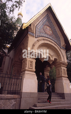 Die russische Kirche von Sofia ist offiziell bekannt als die Kirche des Heiligen Nikolaus die Wunder-Hersteller. Die Kirche wurde in 19 eingeweiht. Stockfoto