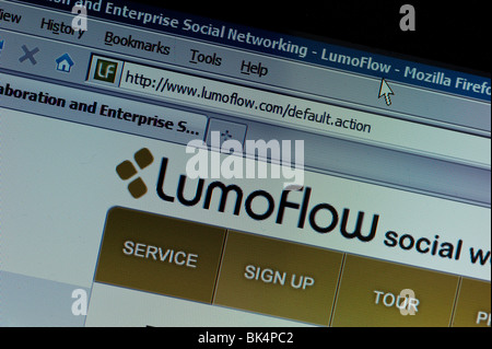 Bild einer Lumoflow Web-Seite mit dem Lumoflow-logo Stockfoto