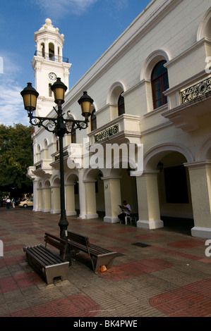 Calle el Conde Fussgängerzone in der Zona Colonial Bezirk zum UNESCO-Weltkulturerbe in Santo Domingo Dominikanische Republik Stockfoto