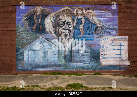 Wandbild für Blues Mundharmonika große Sonny Boy Williamson in Tutwiler, Mississippi Stockfoto