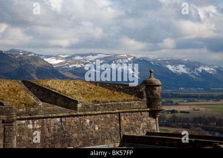 Ochil Hills und Wachposten am Stirling Castle, Schottland Stockfoto