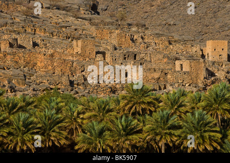 Oman-Ghool Dorf und Kulturen zu Beginn des Wadi Nakhr und Wadi Ghool in der Dhakiliya Region Oman Stockfoto