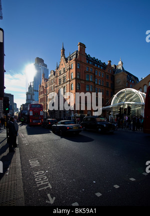 Liverpool Street Station, Eingang Bishopsgate, London, UK Stockfoto