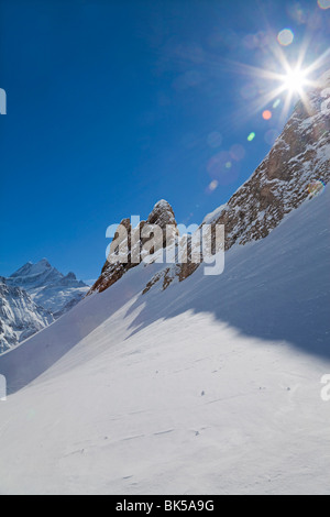 Berggipfel über Grindelwald, Jungfrauregion, Berner Oberland, Schweizer Alpen, Schweiz, Europa Stockfoto