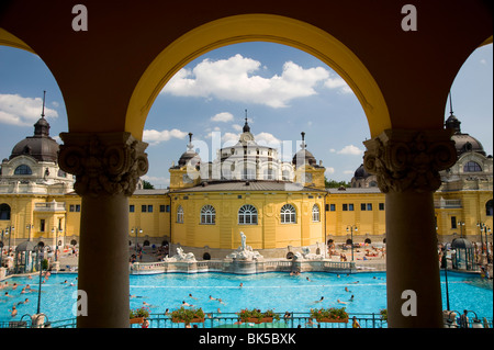 Das Szechenyi-Bad an einem Sommertag in Budapest, Ungarn, Europa Stockfoto