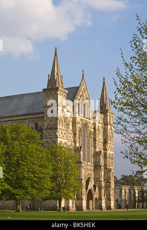 Kathedrale von Salisbury im Frühjahr, Salisbury, Wiltshire, England, Vereinigtes Königreich, Europa Stockfoto