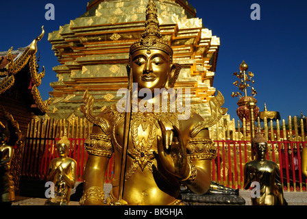 Goldene Chedi im Wat Phrathat Doi Suthep Tempel, Thailand, Südostasien Stockfoto