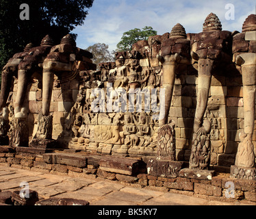 Elefant Terrasse des königlichen Palastes, Angkor Thom, Angkor, UNESCO World Heritage Site, Kambodscha, Indochina, Südostasien, Asien Stockfoto