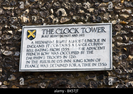 Der Uhrturm-Plakette, St. Albans Stockfoto