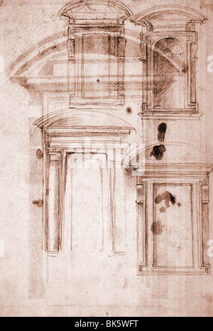 Tür-Design von Michelangelo Buonarroti, 1475-1564, Italien, Florenz, Galleria Degli Uffizi Stockfoto