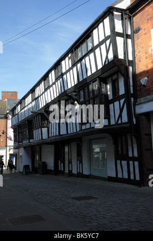 Wunderbare Darstellung der ein 14. Jahrhundert Holz gerahmt Gebäude, gelegen auf Butcher Row, Shrewsbury, Shropshire, England. Stockfoto