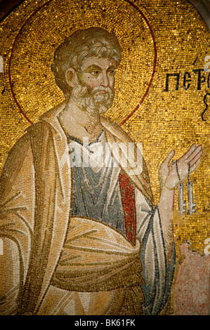 Mosaik von St. Peter, Kirche St. Saviour in Chora, Istanbul, Türkei, Europa Stockfoto
