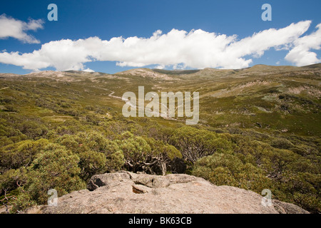 Mount Kosciousko, höchsten Berg Australiens, in den verschneiten Bergen. Stockfoto