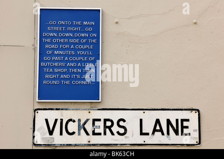 Informationen Zeichen, Vickers Lane, Louth, Lincolnshire, England, UK. Stockfoto