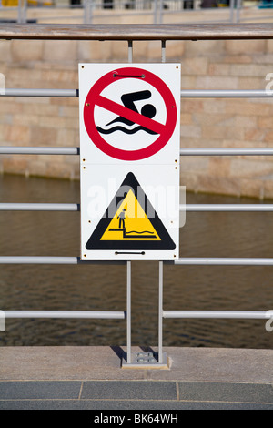 "Kein Schwimmen" Anmelden an "Leeds-Liverpool-Kanal", Waterfront, Liverpool, Merseyside, England Stockfoto