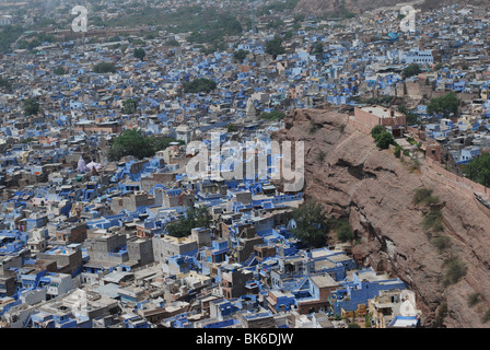 Indien, Rajasthan, Jodhpur, "Blaue Stadt" von Jodhpur gesehen vom Meherangarh Fort Stockfoto