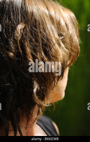 Nahaufnahme von einer jungen Frau Haare im freien Stockfoto