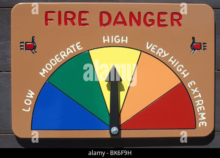 Wald Feuer Gefahr Indikator Zifferblatt Stockfoto