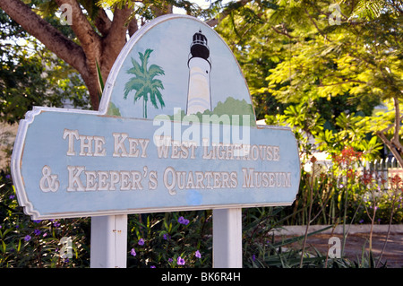 & Leuchtturmwärter Viertel Museum Zeichen, Key West, Florida, USA Stockfoto