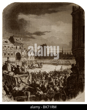 Am 27. Mai 1610 wurde in der Place de Grève von Paris, König Henry IV von Frankreich ermordet haben François Ravaillac einquartiert. Stockfoto