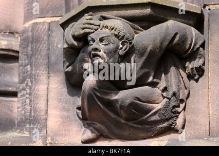 Mönch Steinschnitt in Chester Cathedral, Cheshire, UK Stockfoto